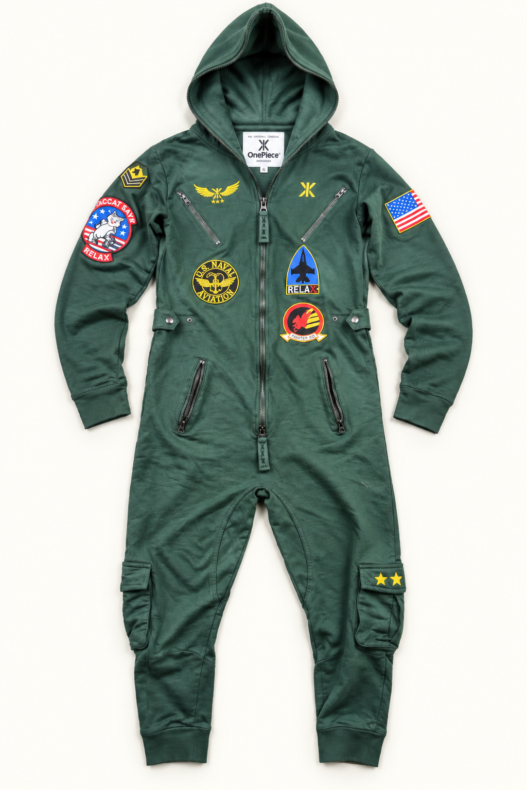 Mono OnePiece The Norwegian Original verde militar con parches – Talla S