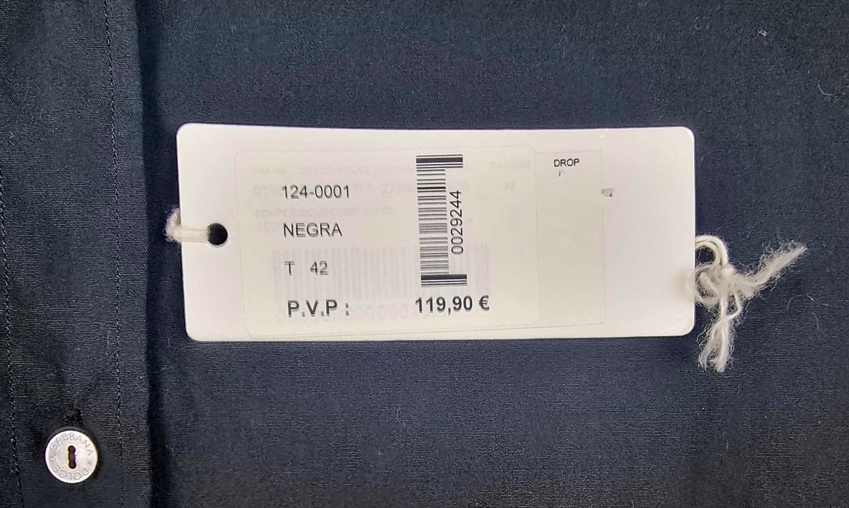 Dolce & Gabbana Camisa Negra Made in Italy Talla 42