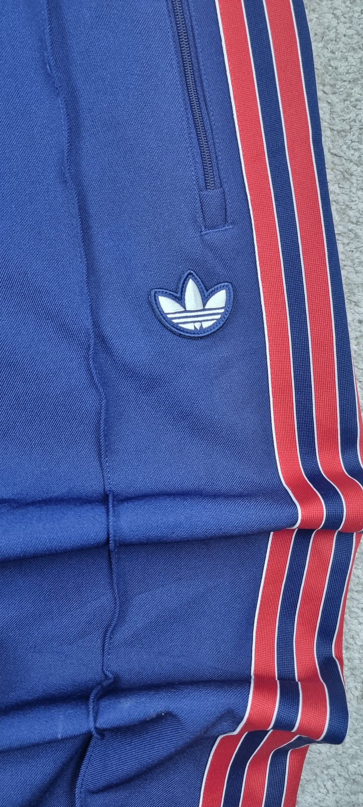 Adidas Arsenal FC Pantalón Track Azul Marino con Rayas Rojas Vintage Nuevo talla s