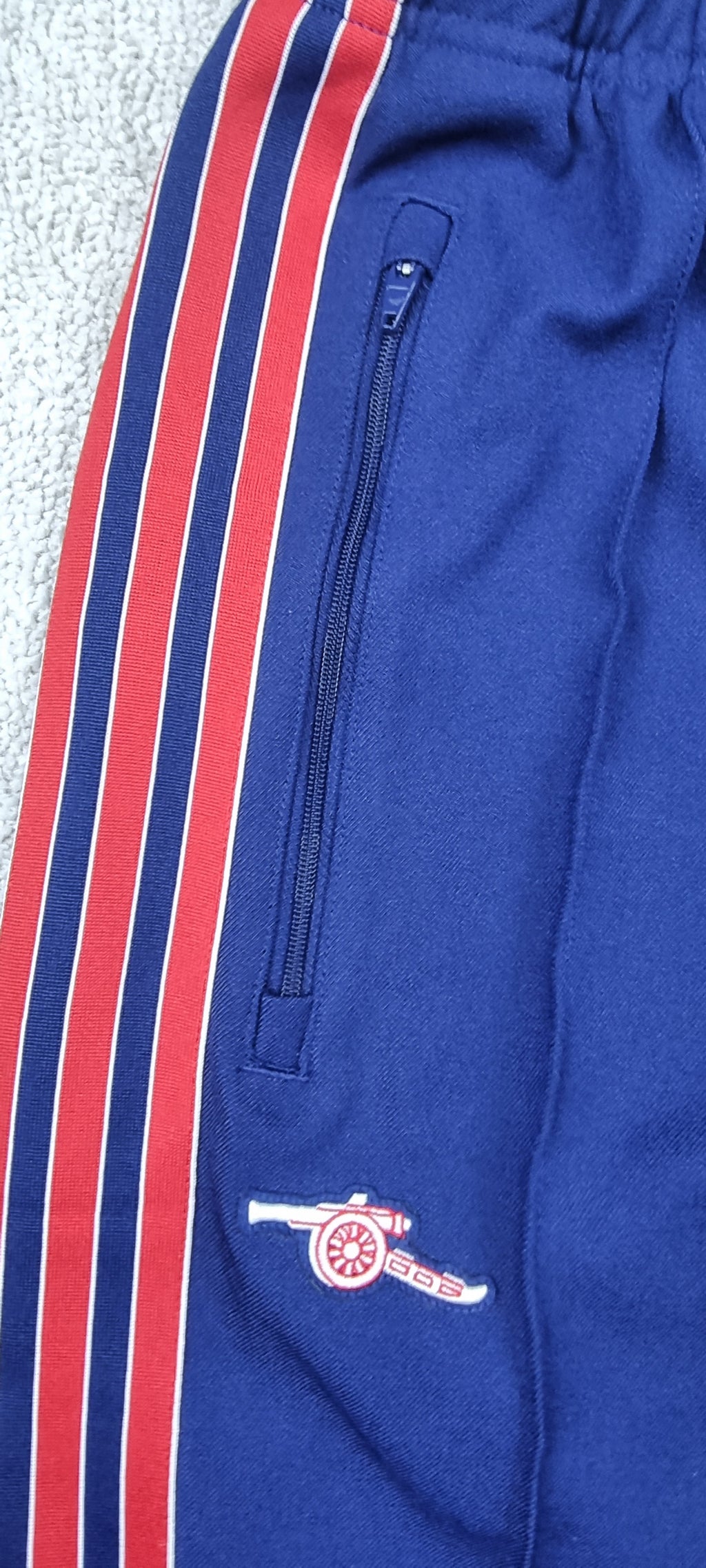 Adidas Arsenal FC Pantalón Track Azul Marino con Rayas Rojas Vintage Nuevo talla s