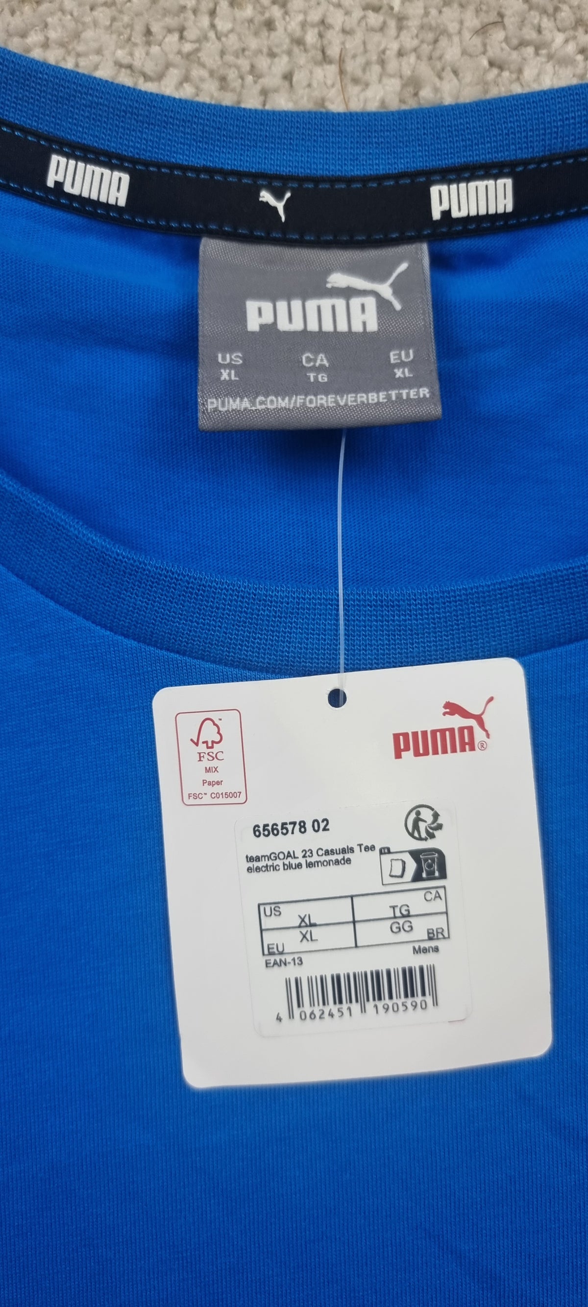 Puma Camiseta Azul Nueva Logo Bordado Talla M