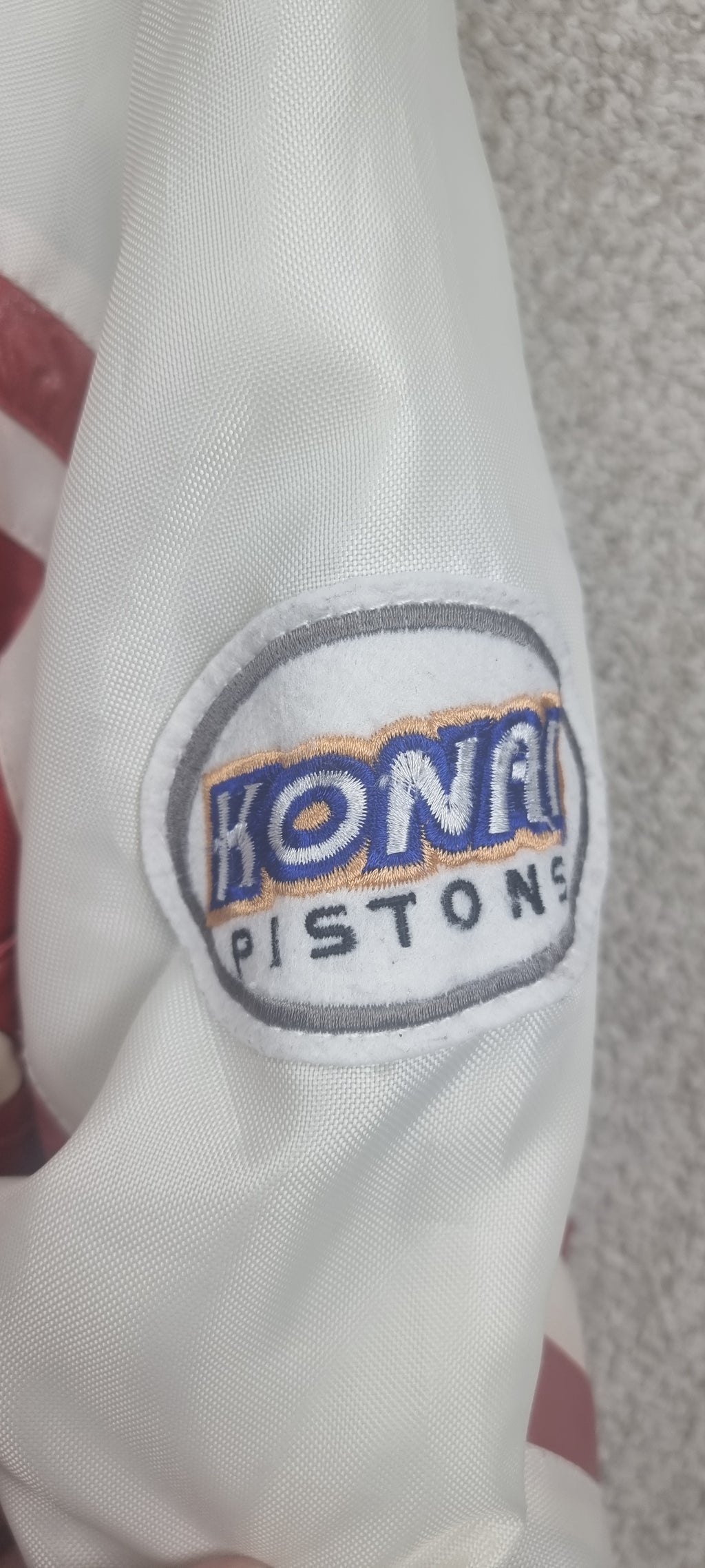 Chaqueta motera vintage Tianlong Motor Rider roja y blanca – Talla L