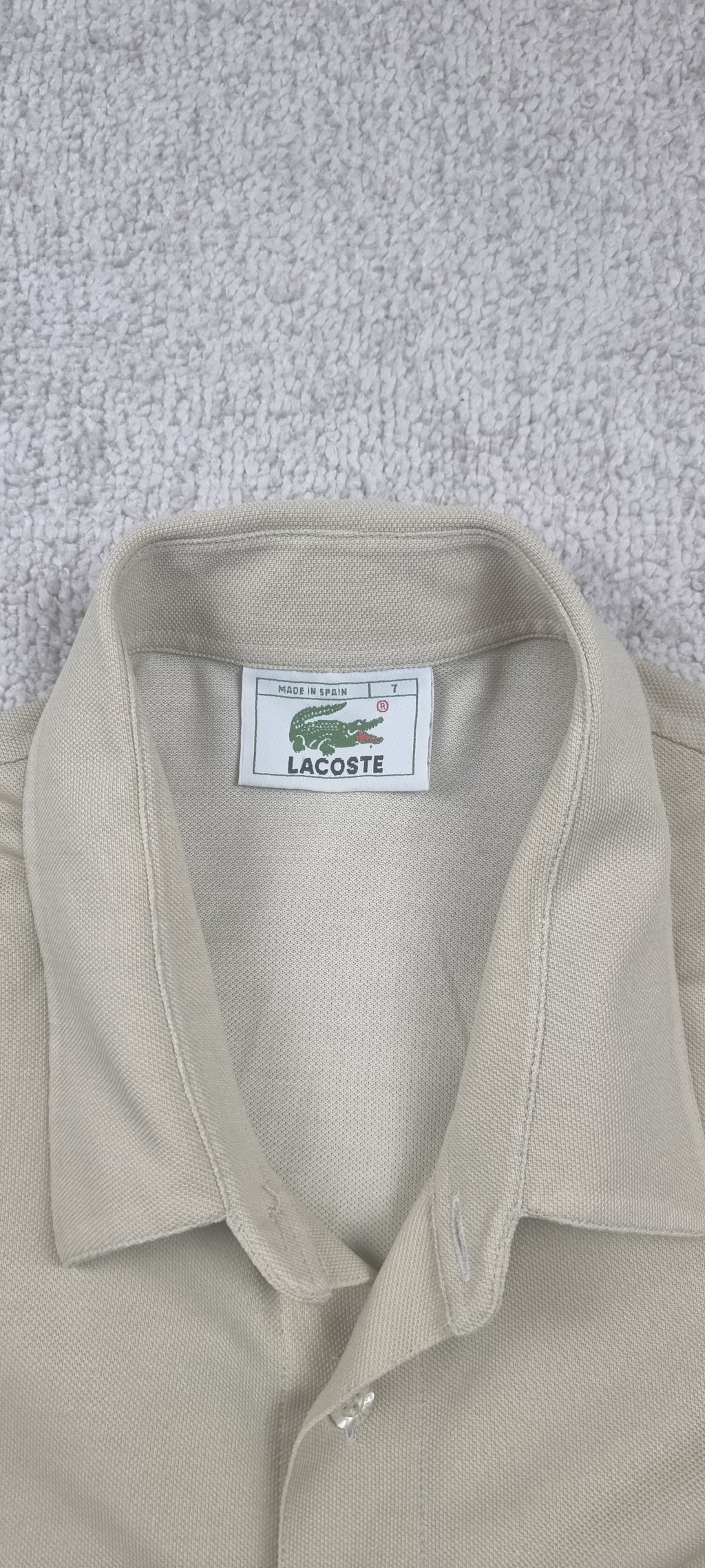 Lacoste Camisa Polo Beige Vintage Made in Spain Talla 7