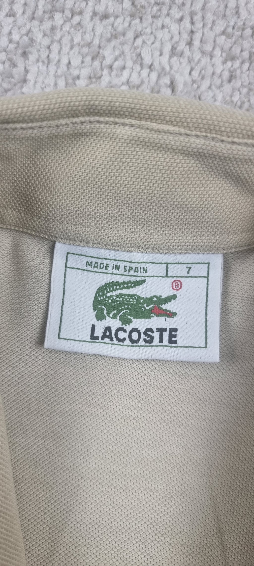 Lacoste Camisa Polo Beige Vintage Made in Spain Talla 7