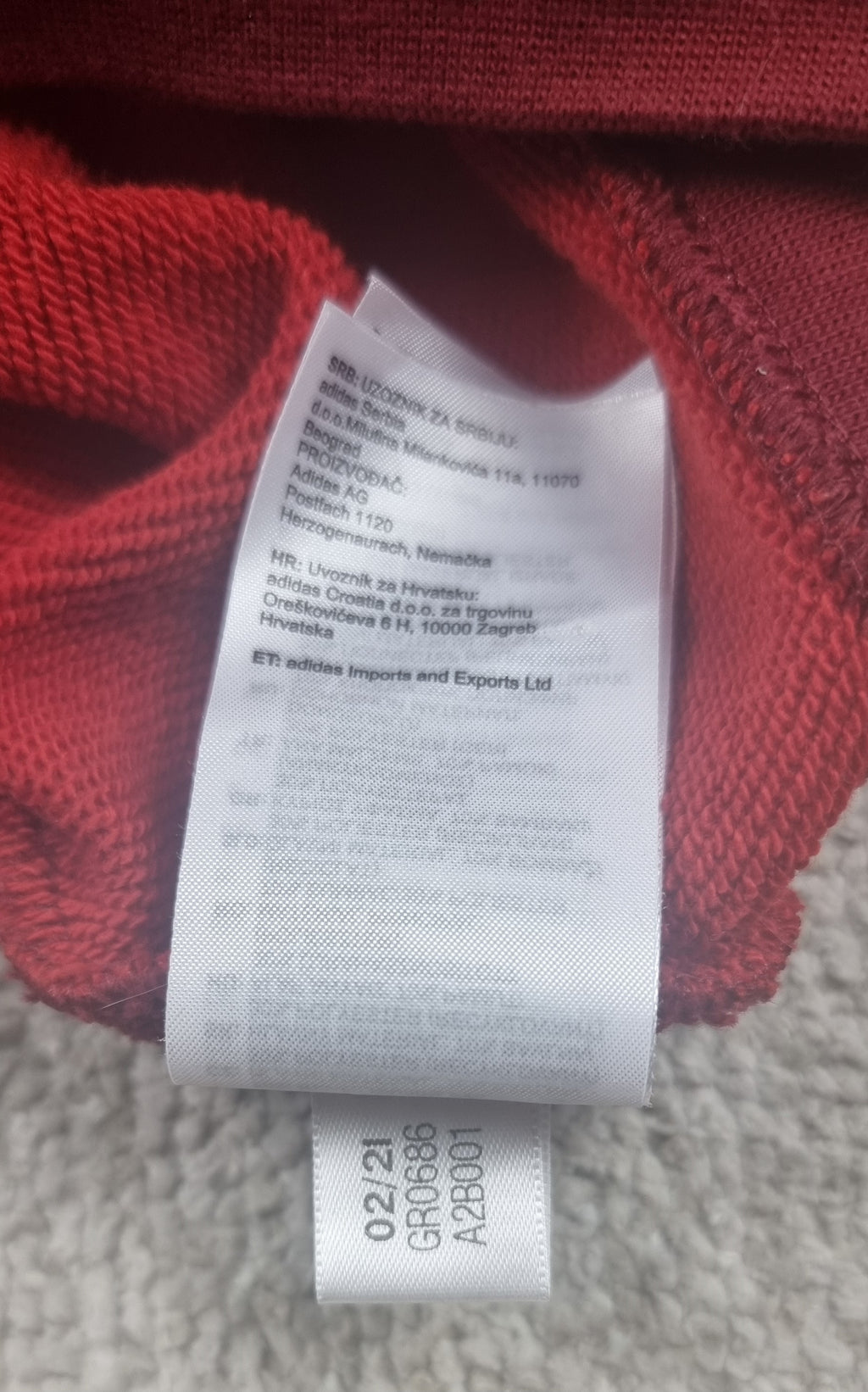 Sudadera Adidas FC Bayern München bicolor roja – Talla XL