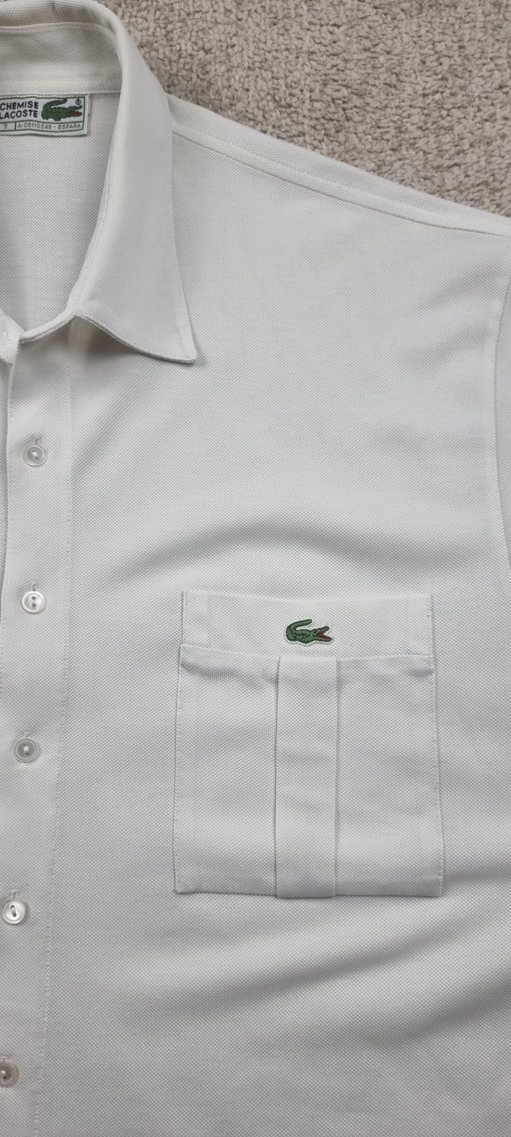 Chemise Lacoste Camisa Polo Blanca Vintage Talla 7