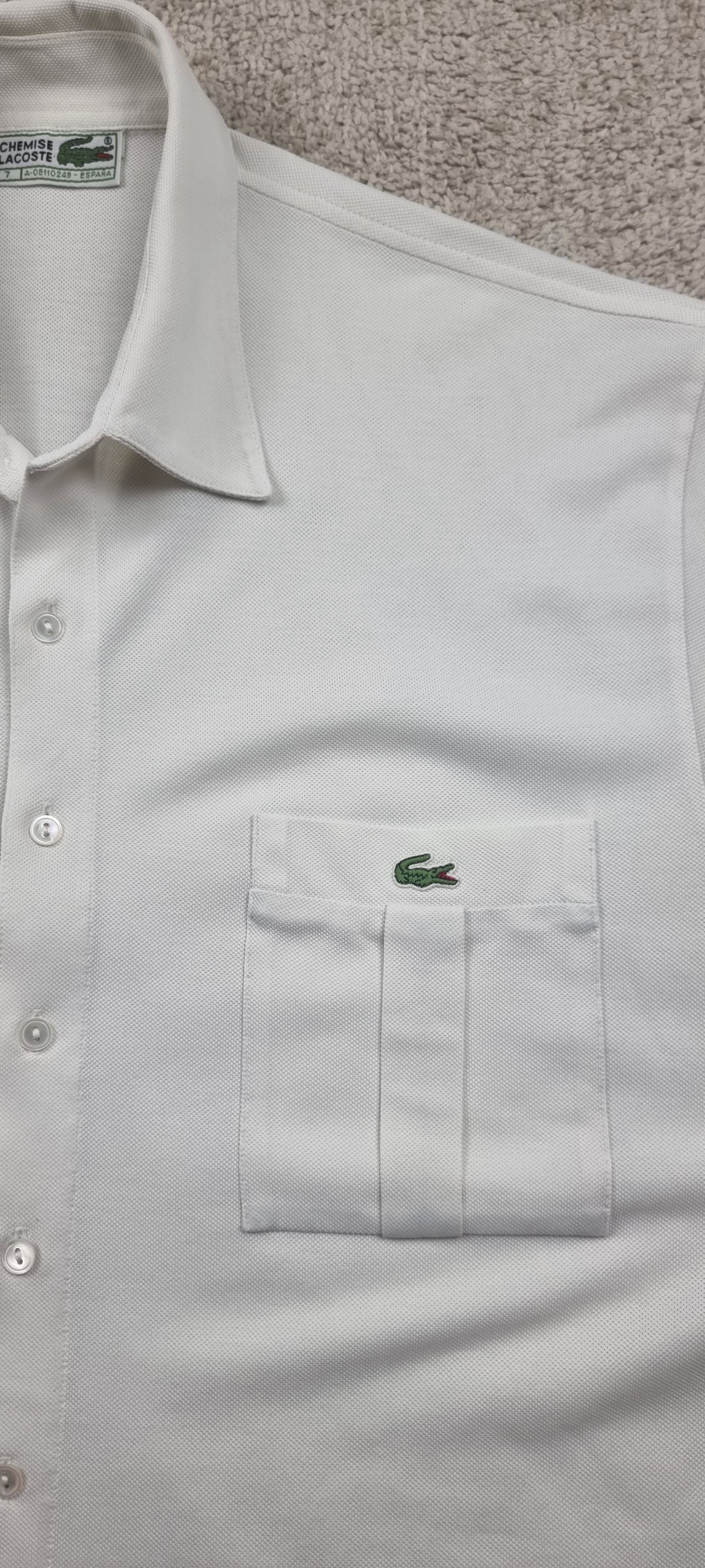 Chemise Lacoste Camisa Polo Blanca Vintage Talla 7
