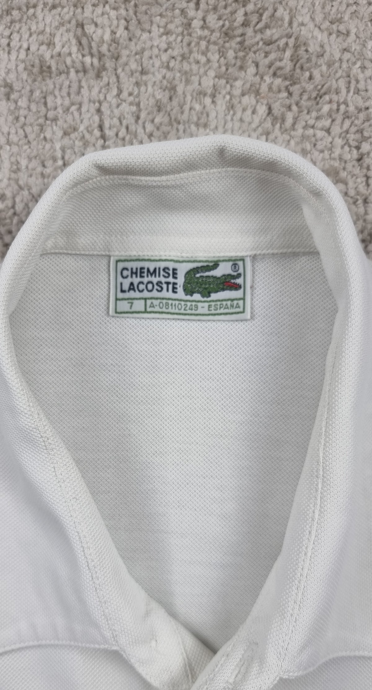 Chemise Lacoste Camisa Polo Blanca Vintage Talla 7