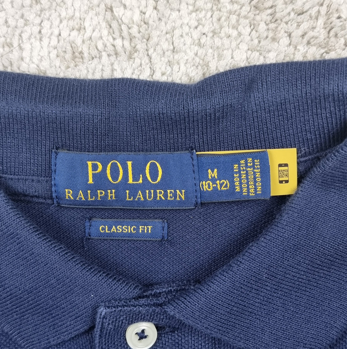 Polo Ralph Lauren Classic Fit azul marino manga larga – Talla M (10-12)