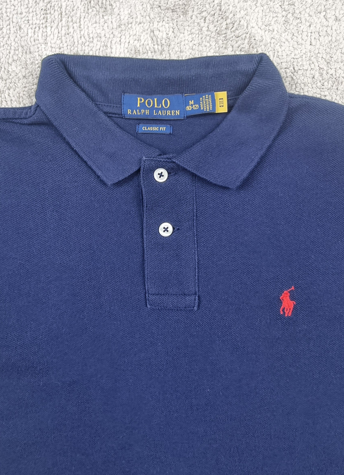 Polo Ralph Lauren Classic Fit azul marino manga larga – Talla M (10-12)