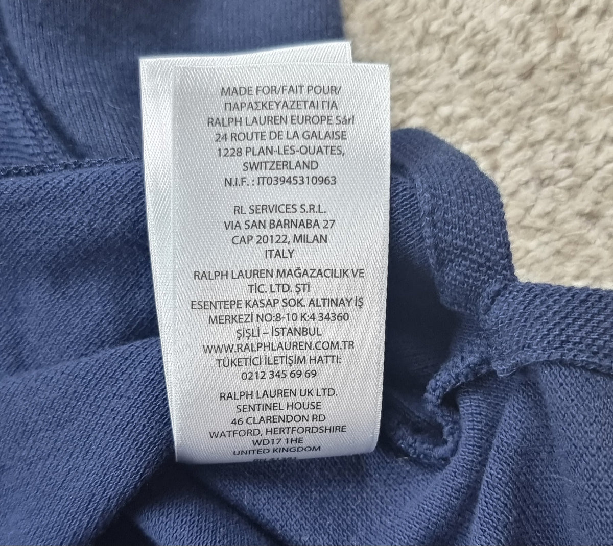 Polo Ralph Lauren Classic Fit azul marino manga larga – Talla M (10-12)