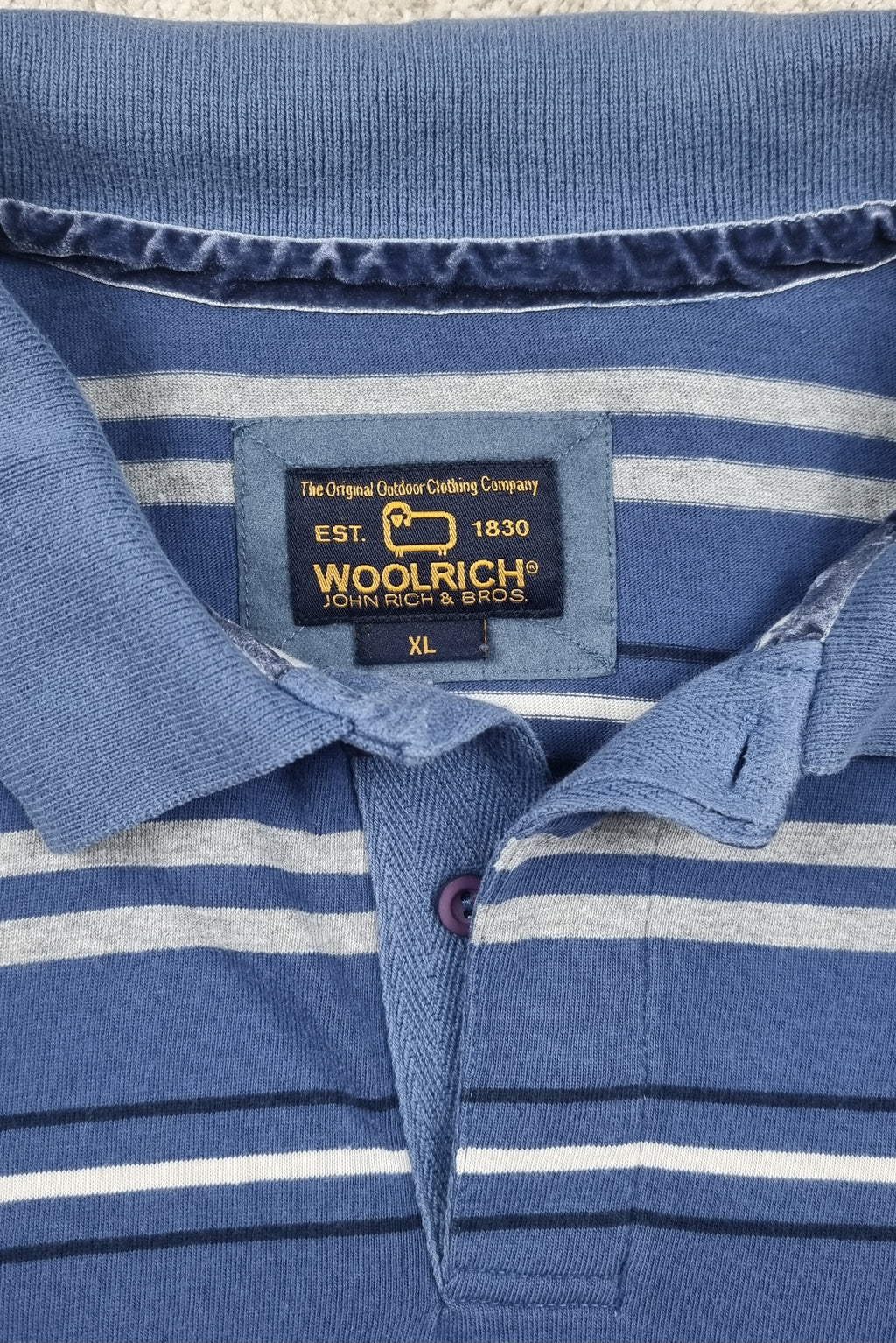 Polo Woolrich John Rich & Bros. de manga larga a rayas – Talla XL