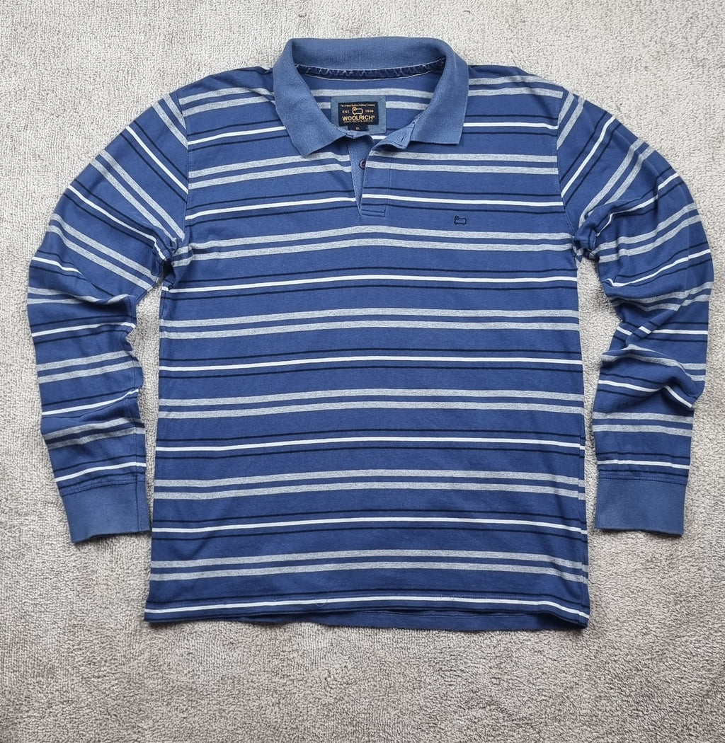 Polo Woolrich John Rich & Bros. de manga larga a rayas – Talla XL