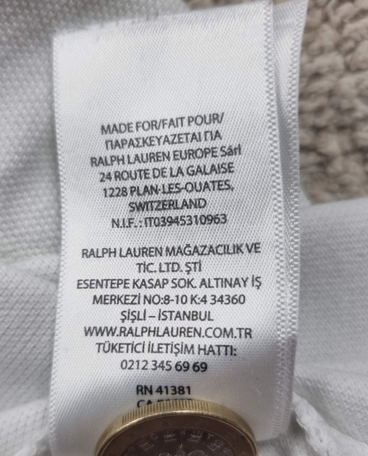 Polo Ralph Lauren Custom Slim Fit blanco – Talla M