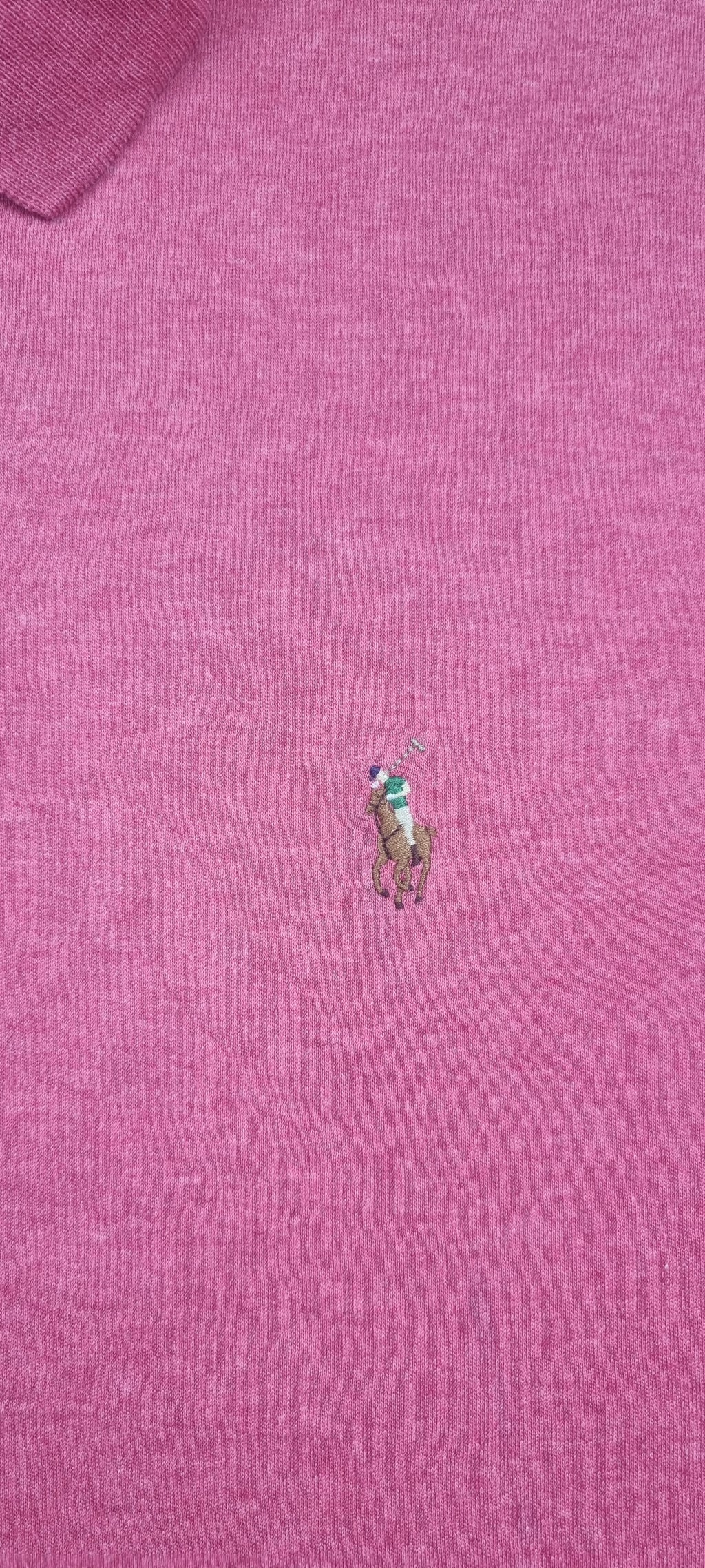 Polo Ralph Lauren Custom Slim Fit rosa jaspeado – Talla L