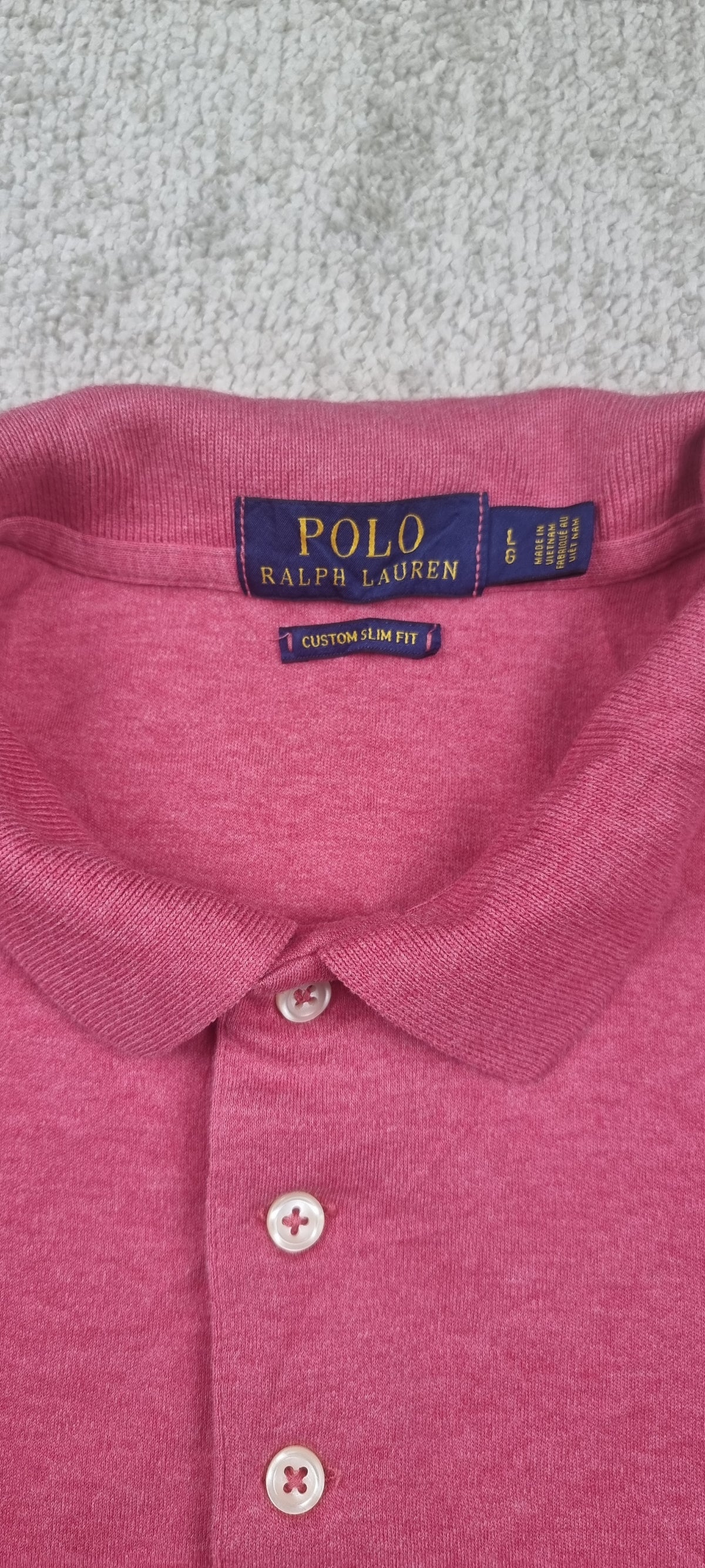 Polo Ralph Lauren Custom Slim Fit rosa jaspeado – Talla L