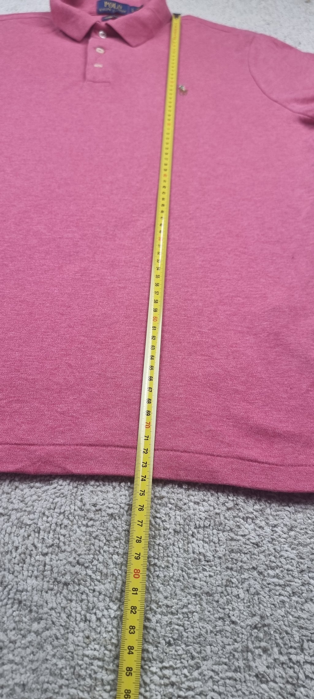 Polo Ralph Lauren Custom Slim Fit rosa jaspeado – Talla L