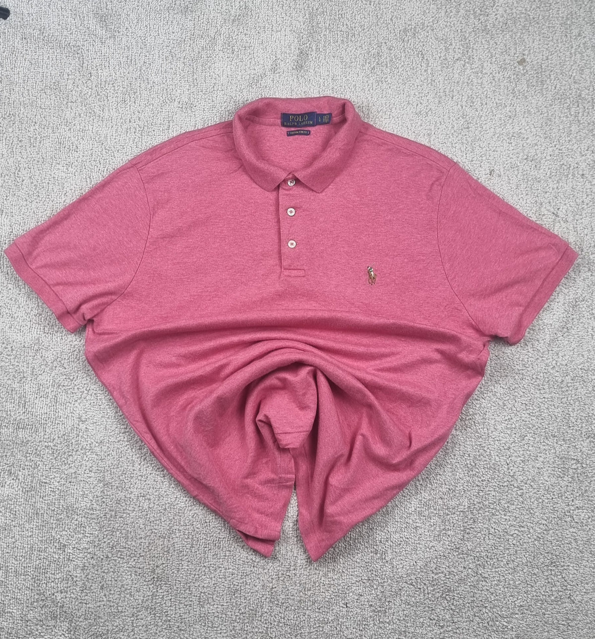 Polo Ralph Lauren Custom Slim Fit rosa jaspeado – Talla L