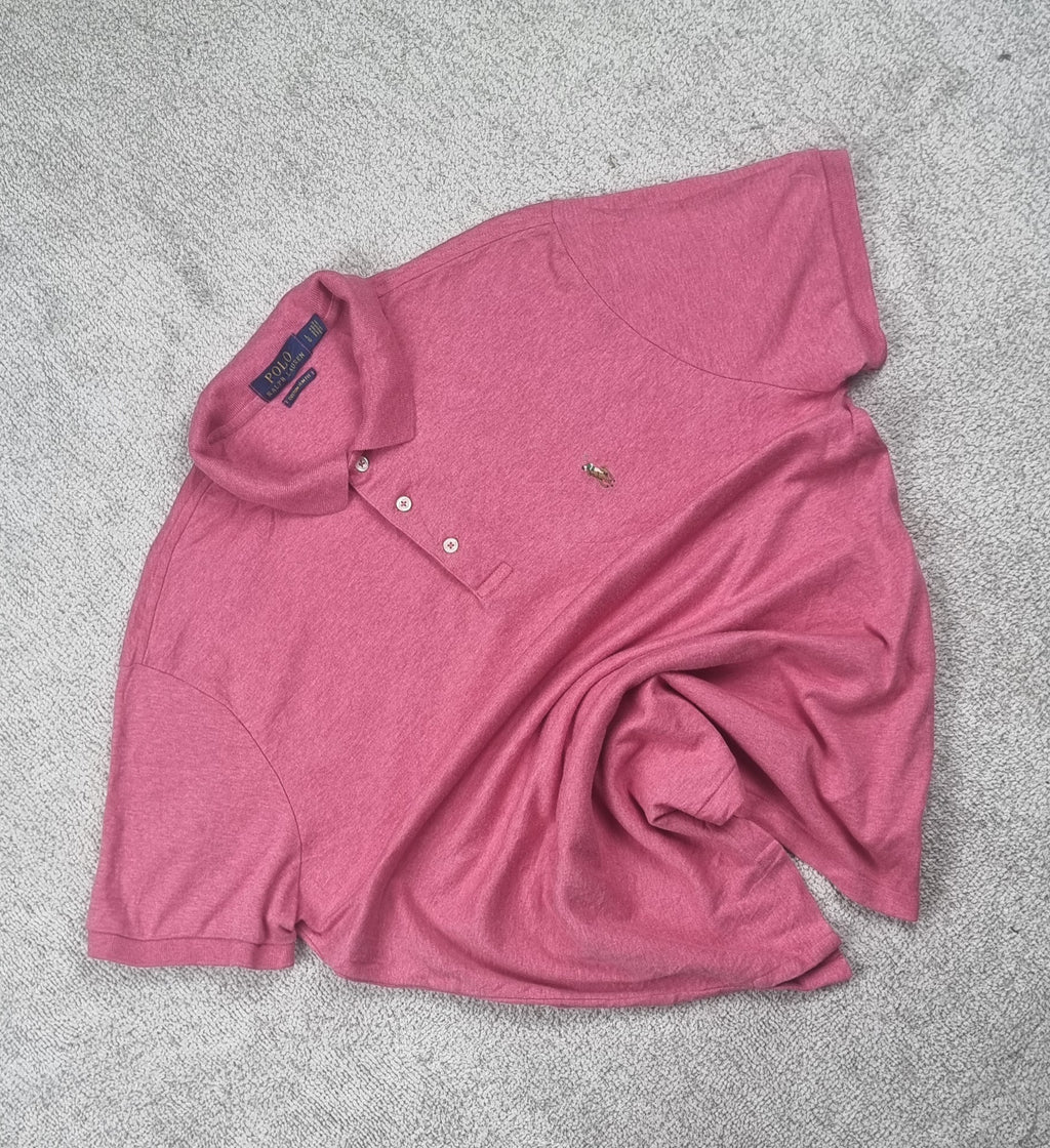 Polo Ralph Lauren Custom Slim Fit rosa jaspeado – Talla L