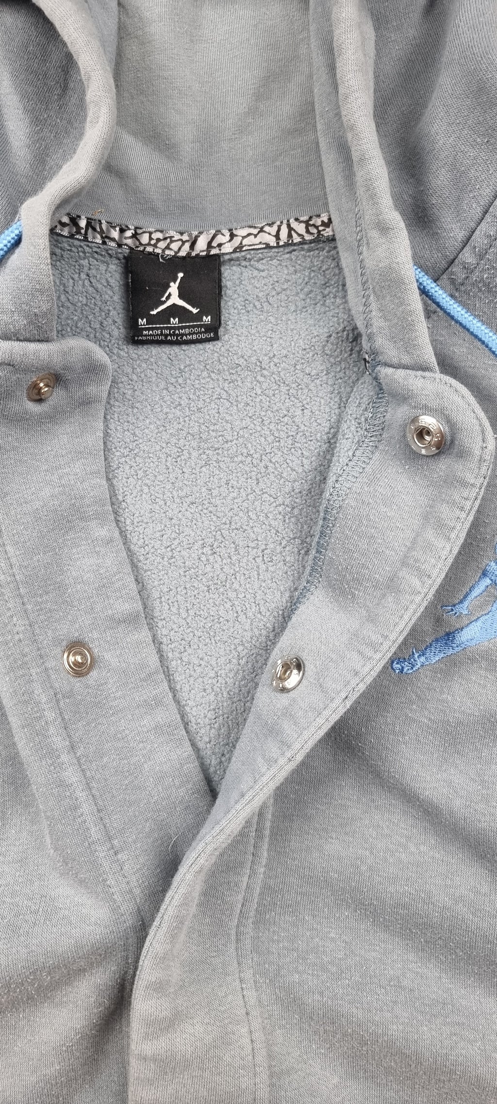 Sudadera Jordan con Capucha Gris y Azul talla M