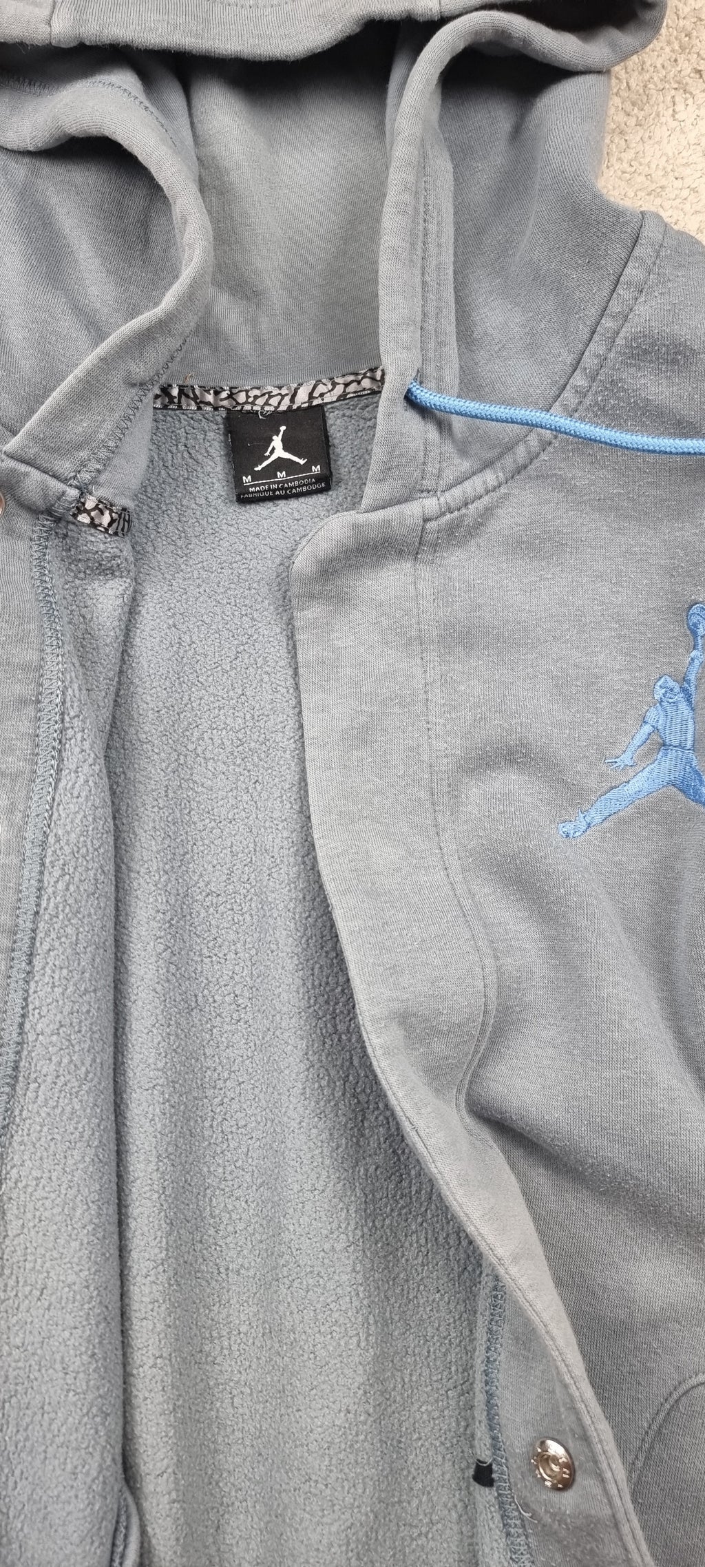 Sudadera Jordan con Capucha Gris y Azul talla M
