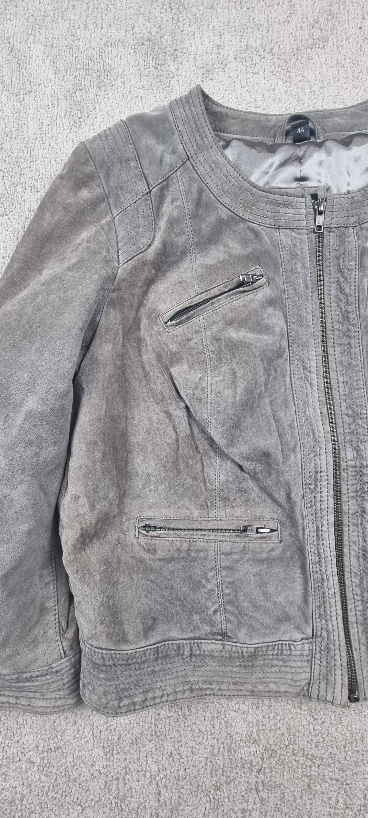 Chaqueta Biker de Piel Gris B.C. Talla 44