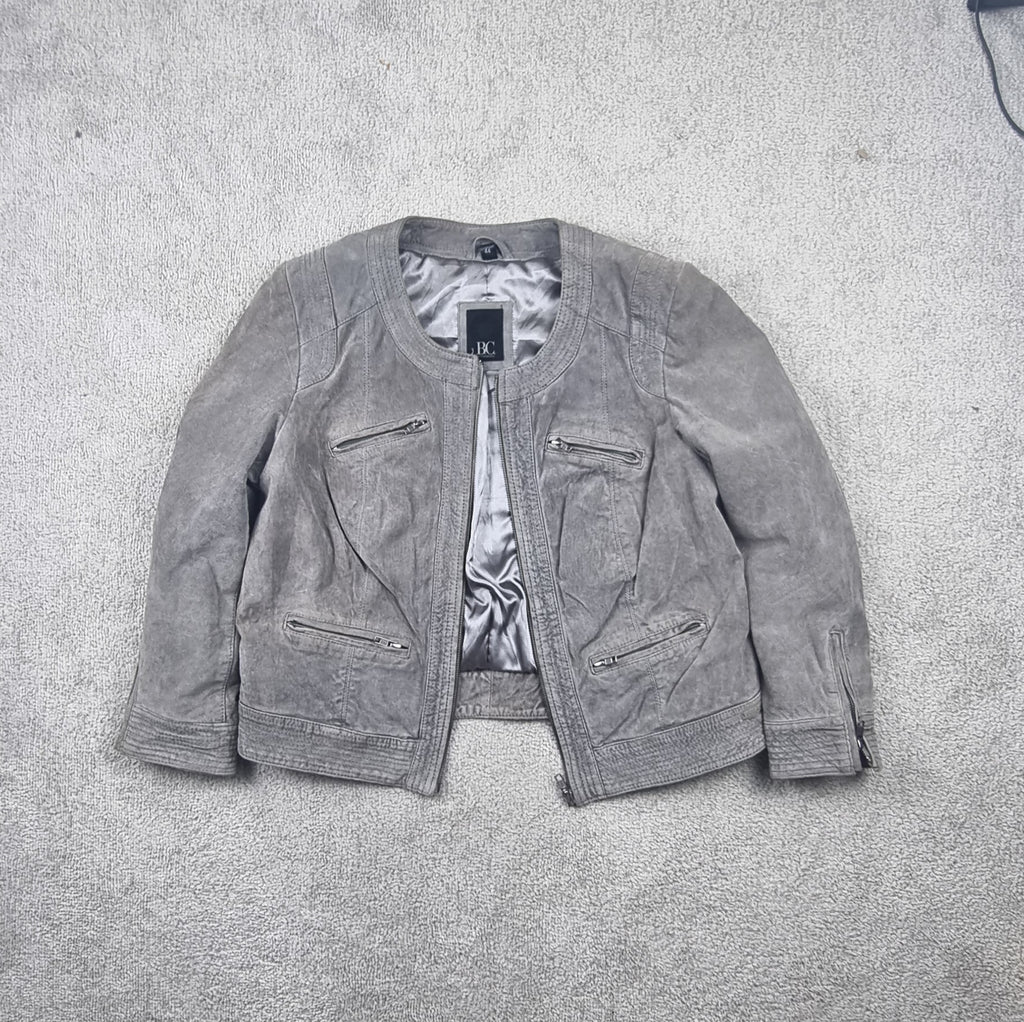 Chaqueta Biker de Piel Gris B.C. Talla 44