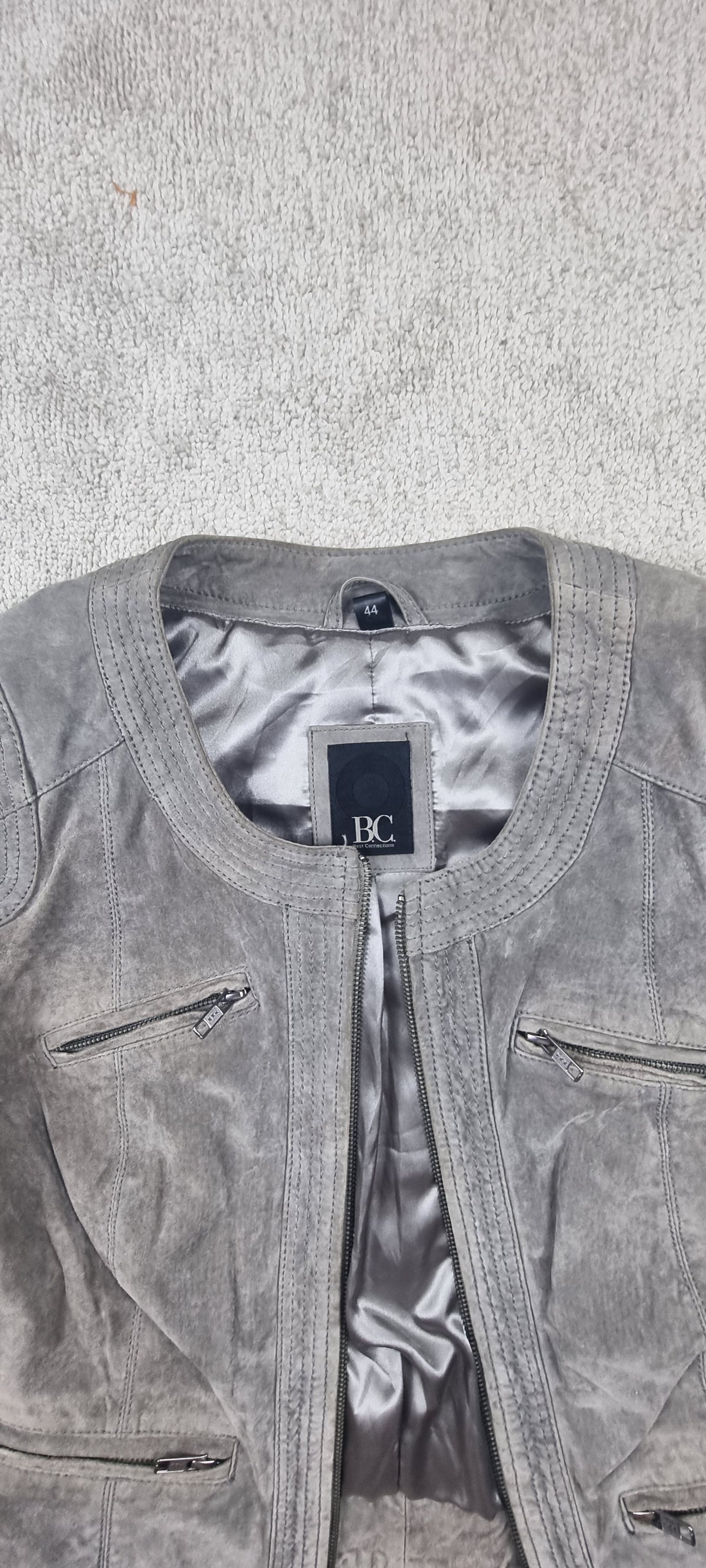 Chaqueta Biker de Piel Gris B.C. Talla 44