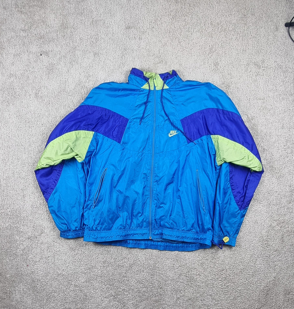 Cortavientos Nike Vintage 90s Color Block Azul, Morado y Verde – Talla M