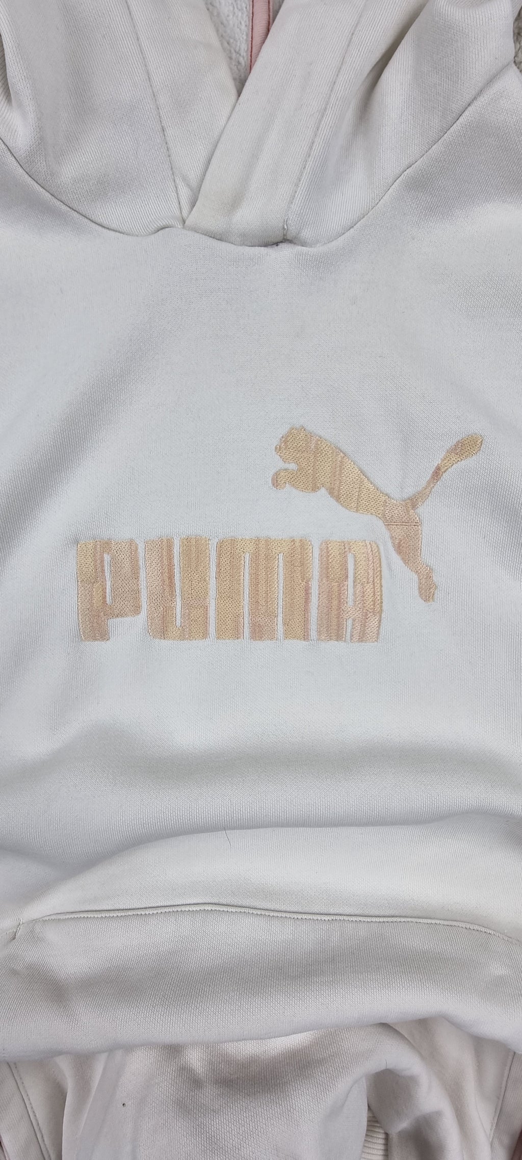 Sudadera Puma con Capucha Blanca Logo Bordado Beige – Talla XL