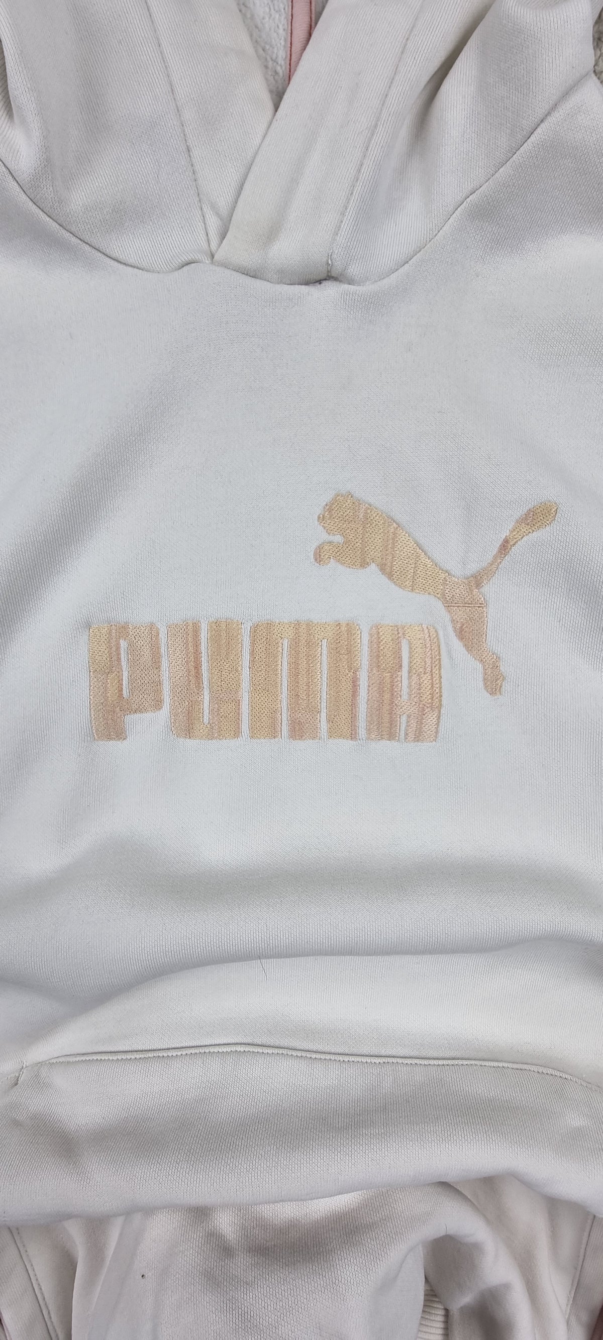 Sudadera Puma con Capucha Blanca Logo Bordado Beige – Talla XL