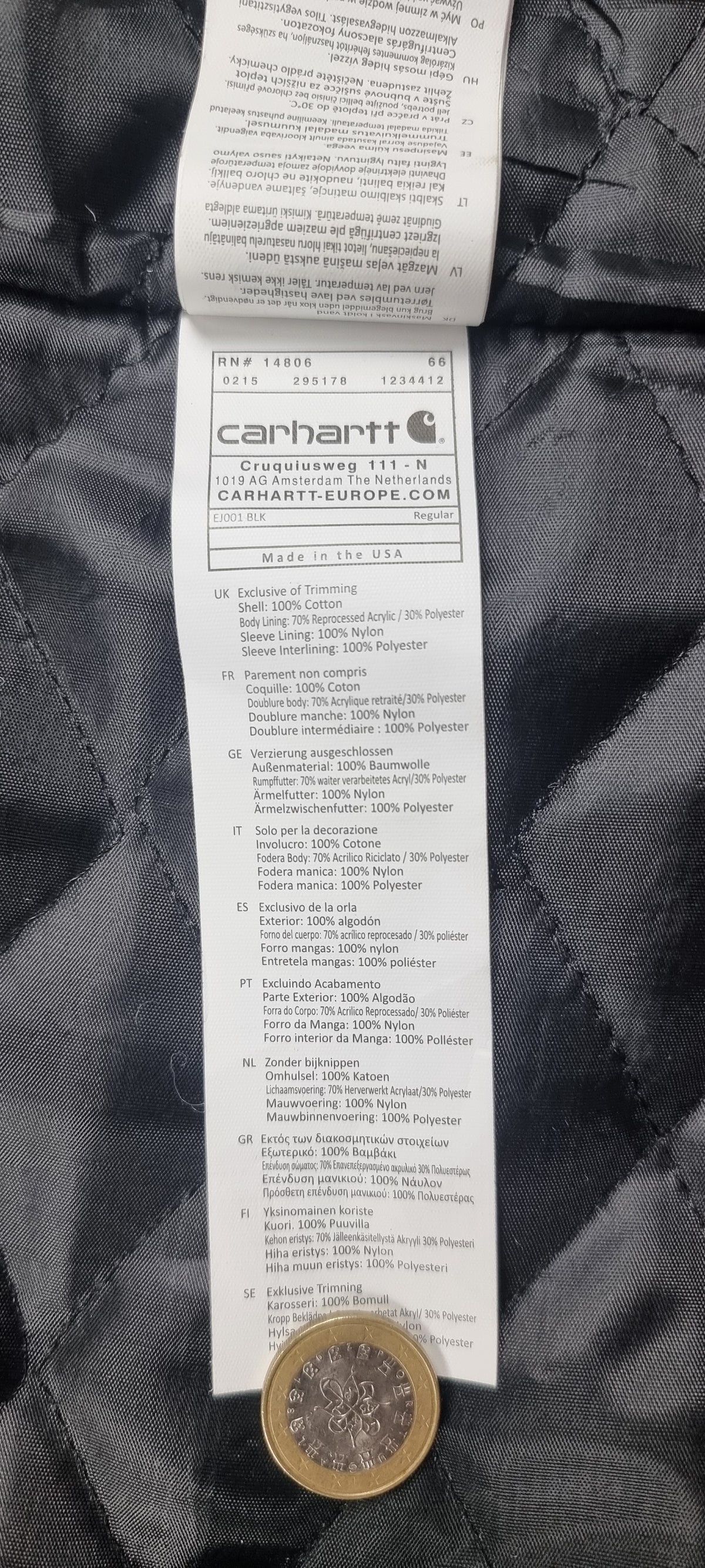 Chaqueta Carhartt Rework Detroit Made in USA Negra Talla L