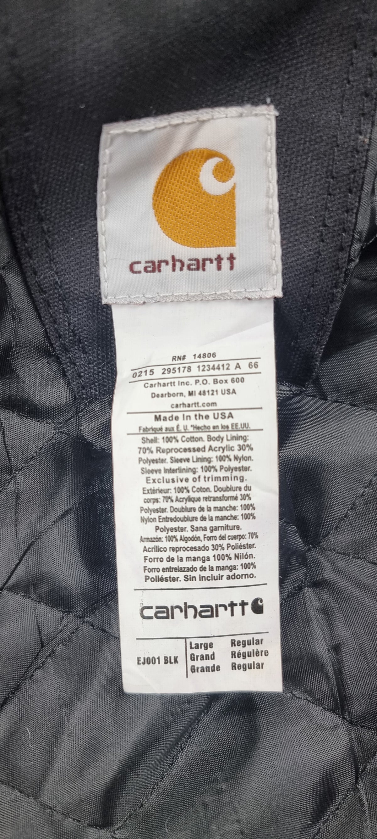 Chaqueta Carhartt Rework Detroit Made in USA Negra Talla L