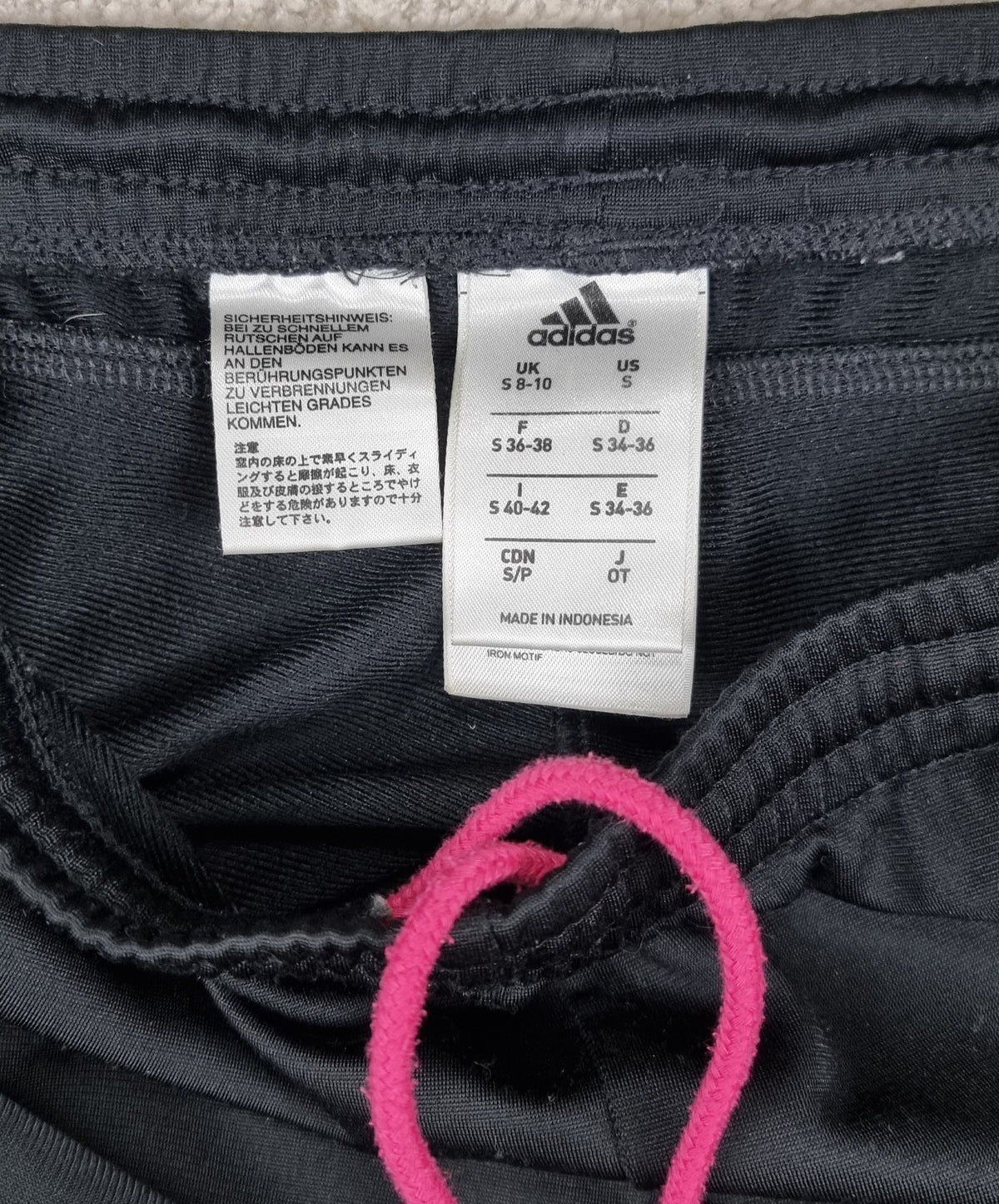 Adidas Pantalón Track Negro y Rosa Talla S