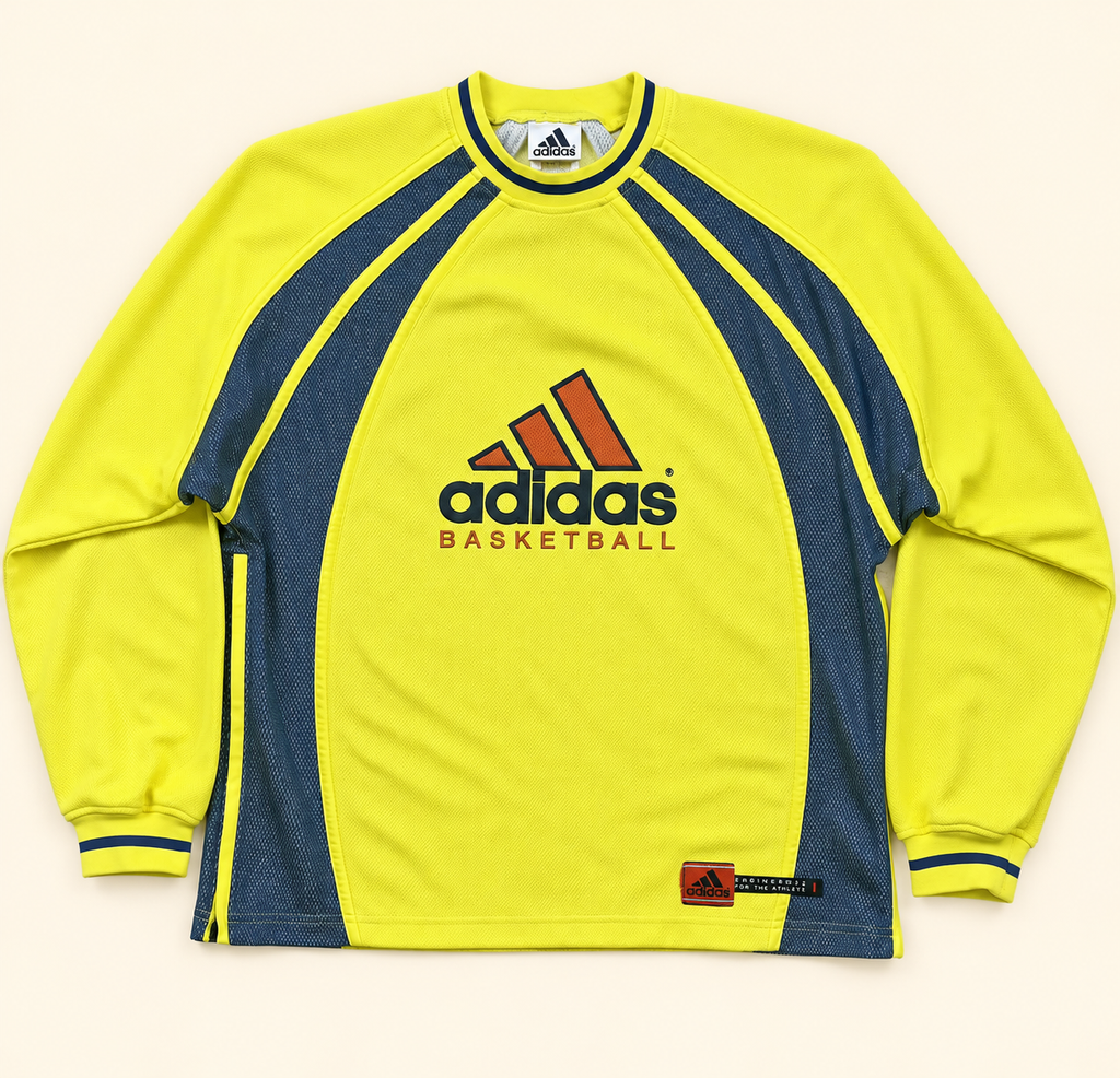 Adidas Basketball Sudadera Técnica Amarilla Vintage talla L