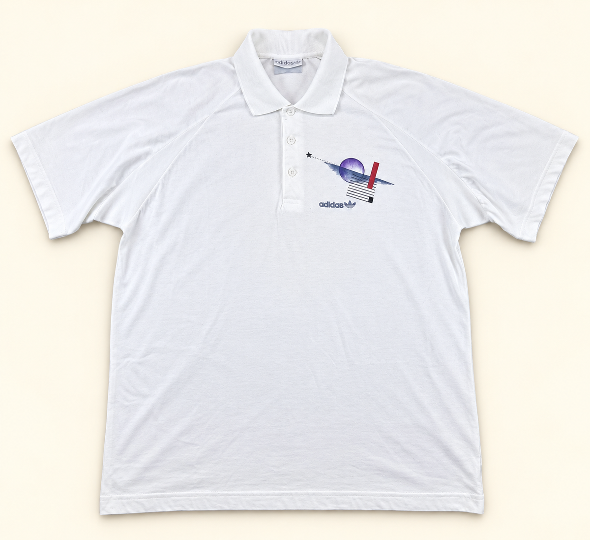 Polo Adidas Tennis Vintage 80s/90s Trefoil  Blanco Talla L/XL