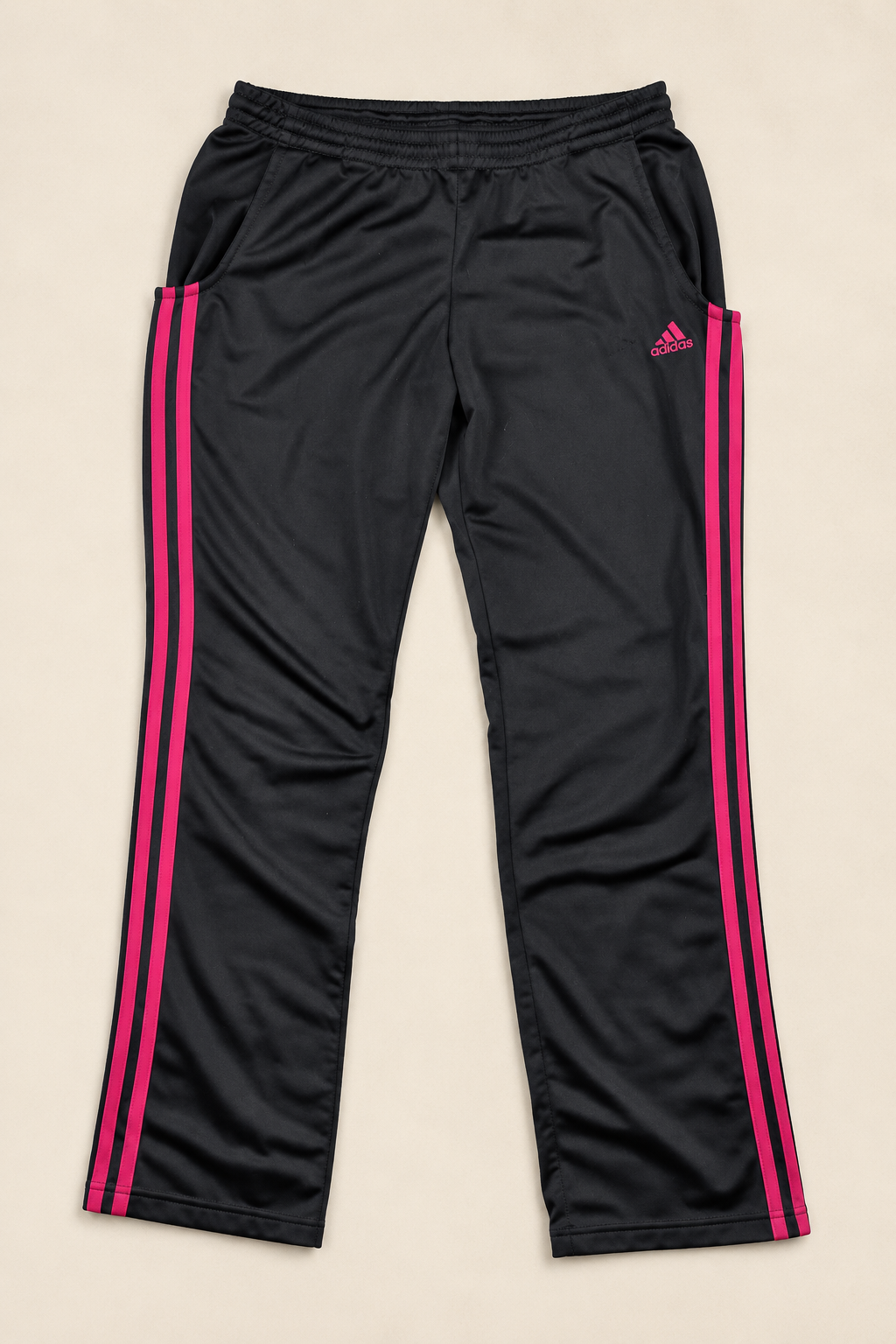 Adidas Pantalón Track Negro y Rosa Talla S