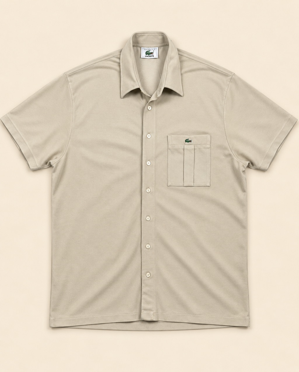 Lacoste Camisa Polo Beige Vintage Made in Spain Talla 7