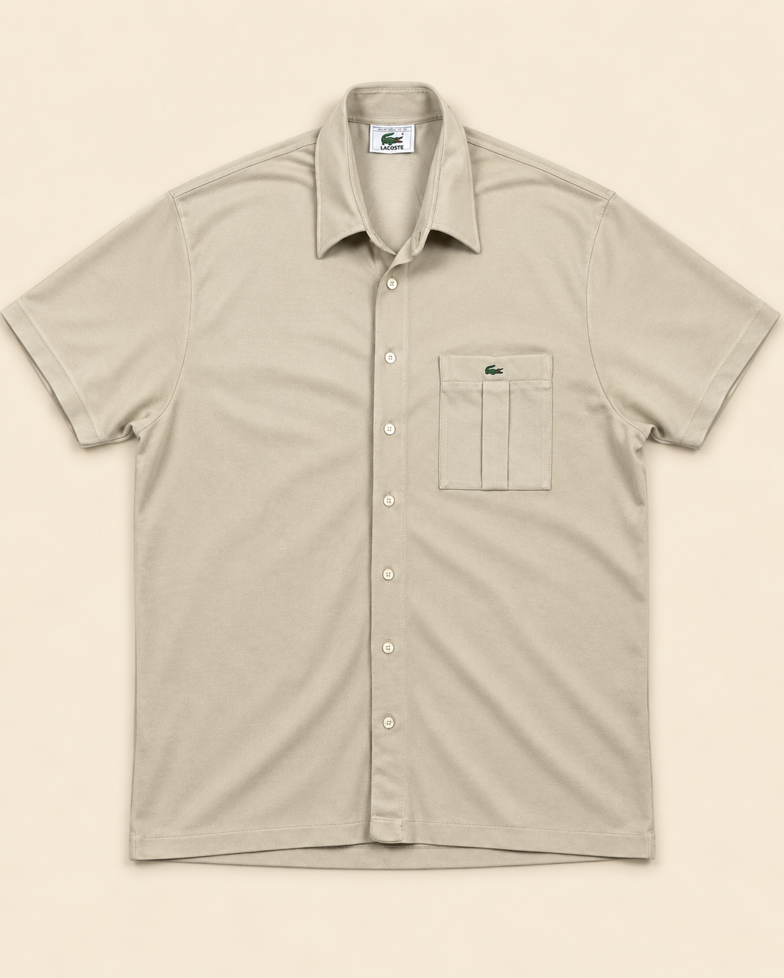 Lacoste Camisa Polo Beige Vintage Made in Spain Talla 7