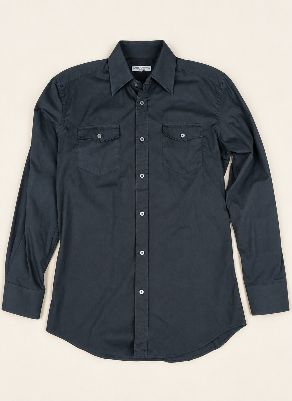 Dolce & Gabbana Camisa Negra Made in Italy Talla 42
