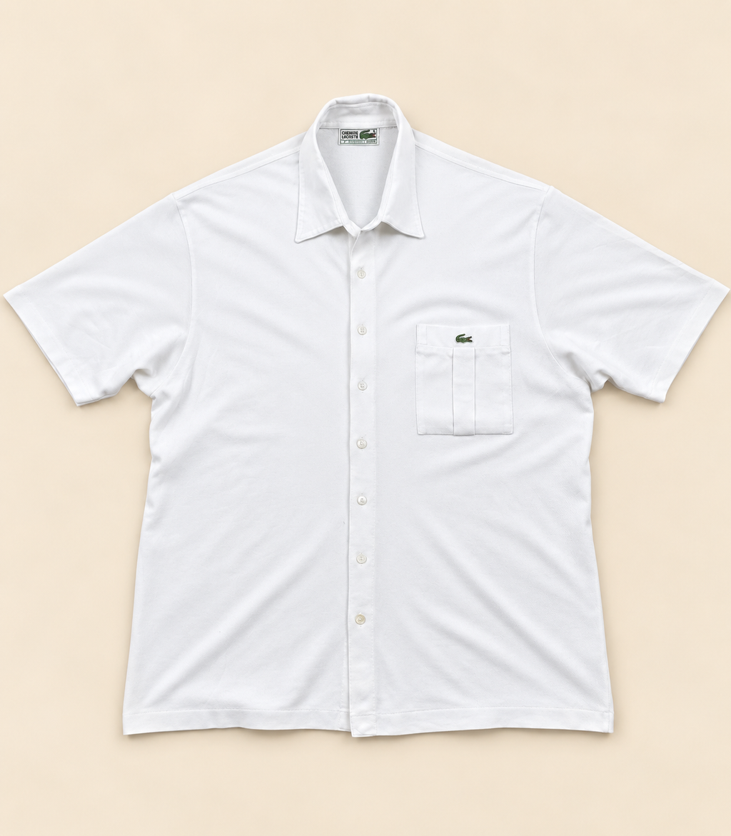 Chemise Lacoste Camisa Polo Blanca Vintage Talla 7