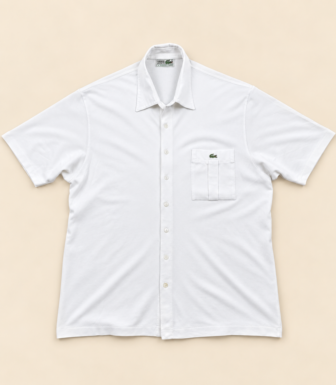 Chemise Lacoste Camisa Polo Blanca Vintage Talla 7