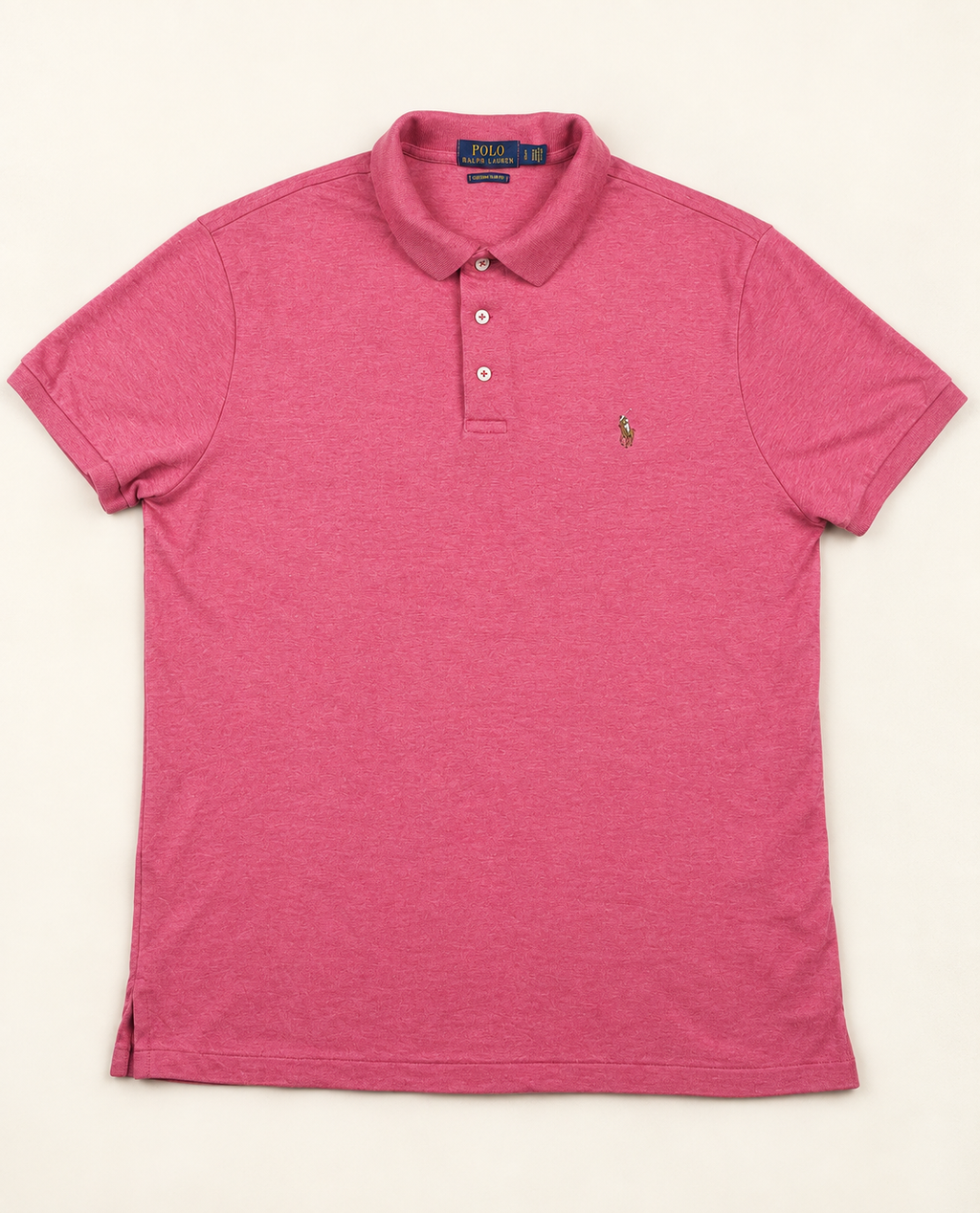 Polo Ralph Lauren Custom Slim Fit rosa jaspeado – Talla L