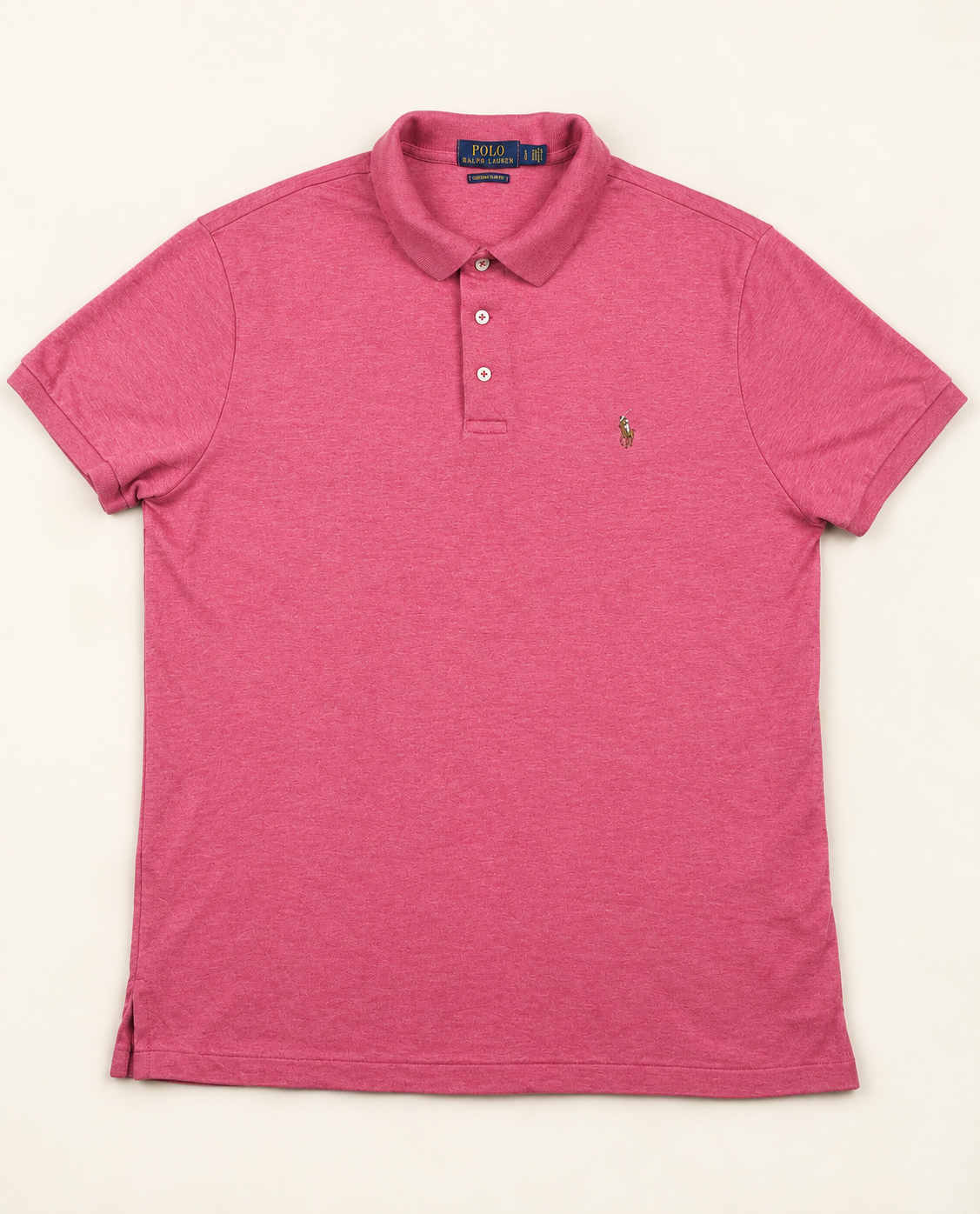 Polo Ralph Lauren Custom Slim Fit rosa jaspeado – Talla L