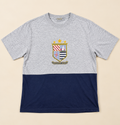 Camiseta Trussardi Sport Made in Italy Gris y Azul Marino con Escudo Bordado TALLA L