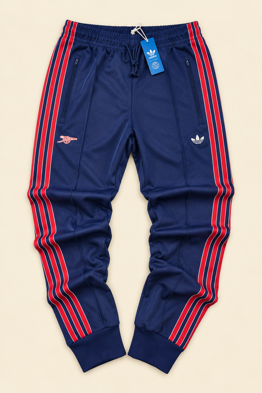 Adidas Arsenal FC Pantalón Track Azul Marino con Rayas Rojas Vintage Nuevo talla s
